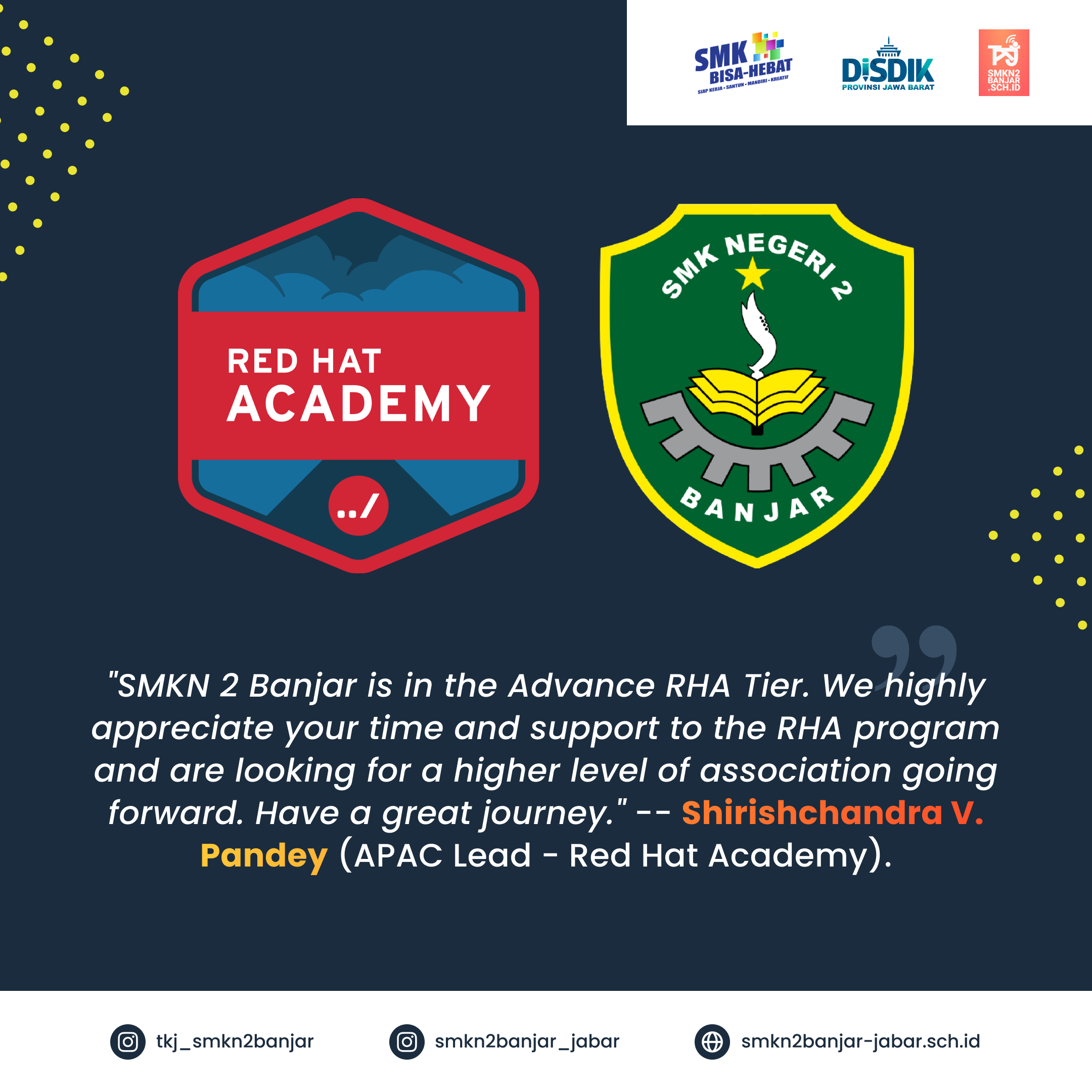 SMK Implementasi Kelas Industri Red Hat Academy Terbaik Wilayah Asia Pasifik 2021 - Shirishchandra V. Pandey